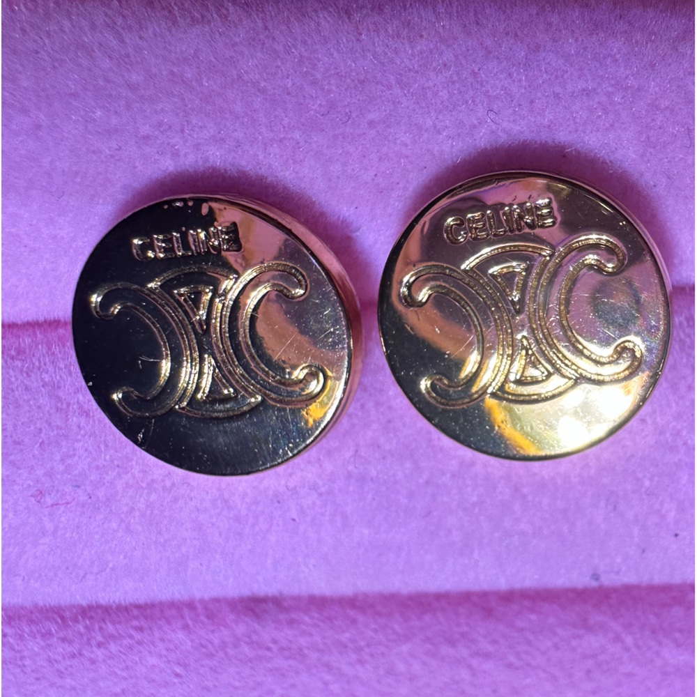Celine Gold Macadam Triomphe Buttons turned into Studs - Picture 13 of 15